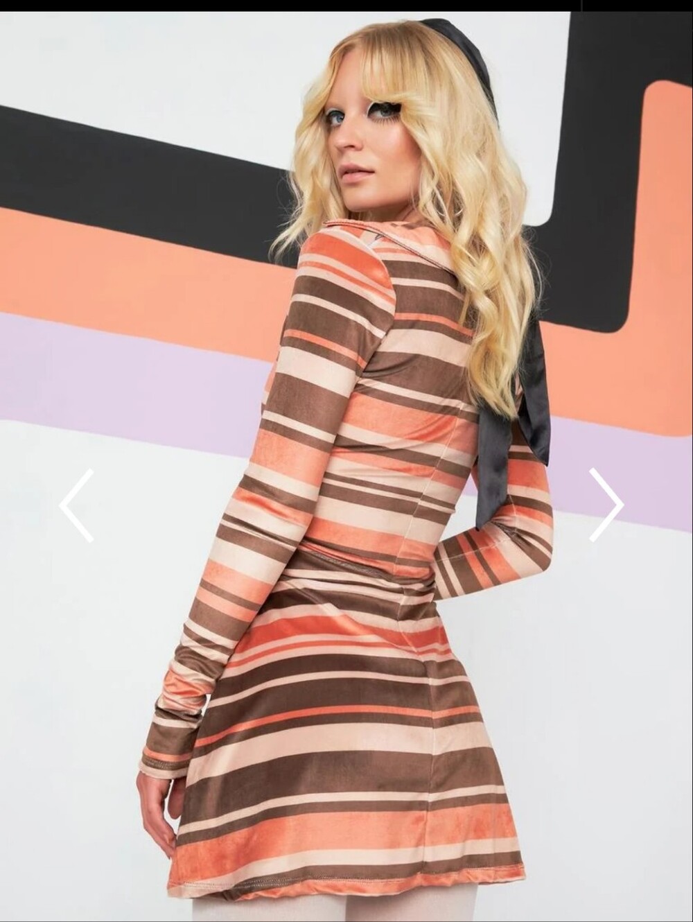Current Mood Striped Long-Sleeve Mini Dress